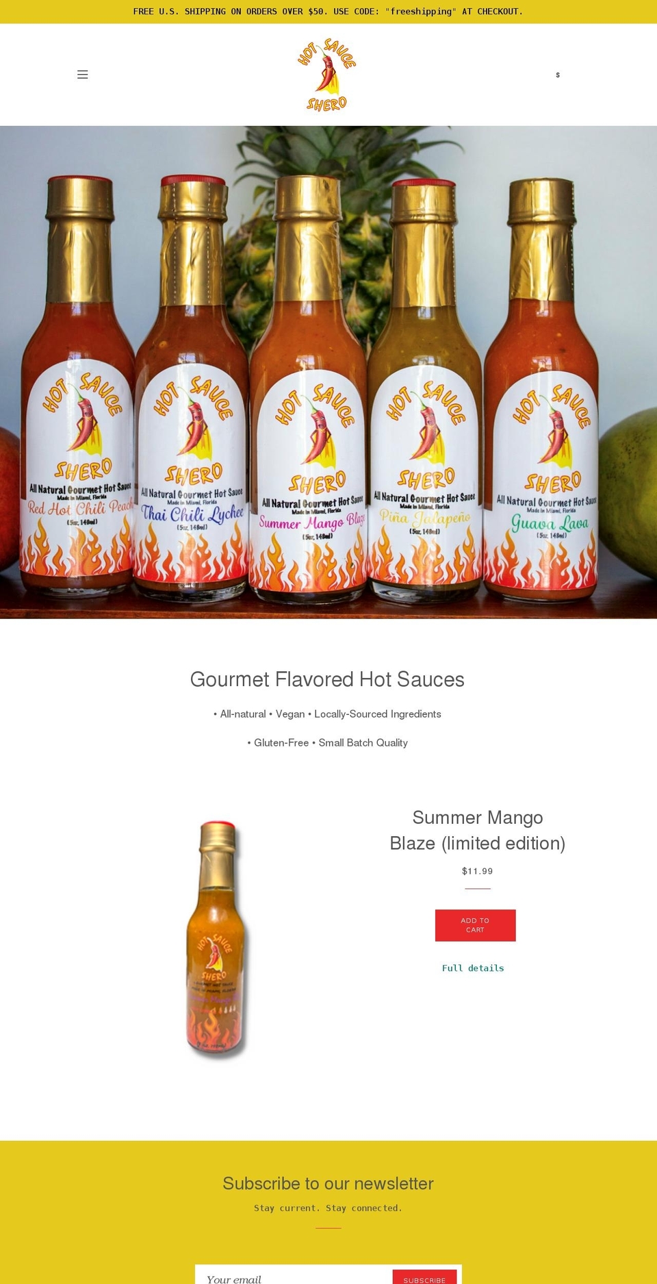 hotsauceshero.com shopify website screenshot
