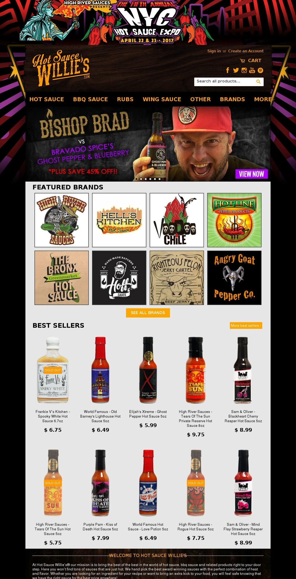 hotsaucewillys.com shopify website screenshot