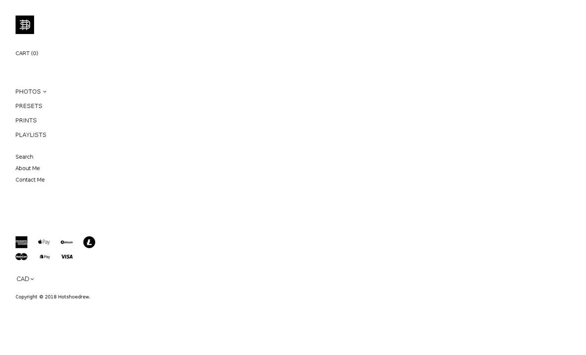 hotshoedrew.com — Shopify storefront screenshot