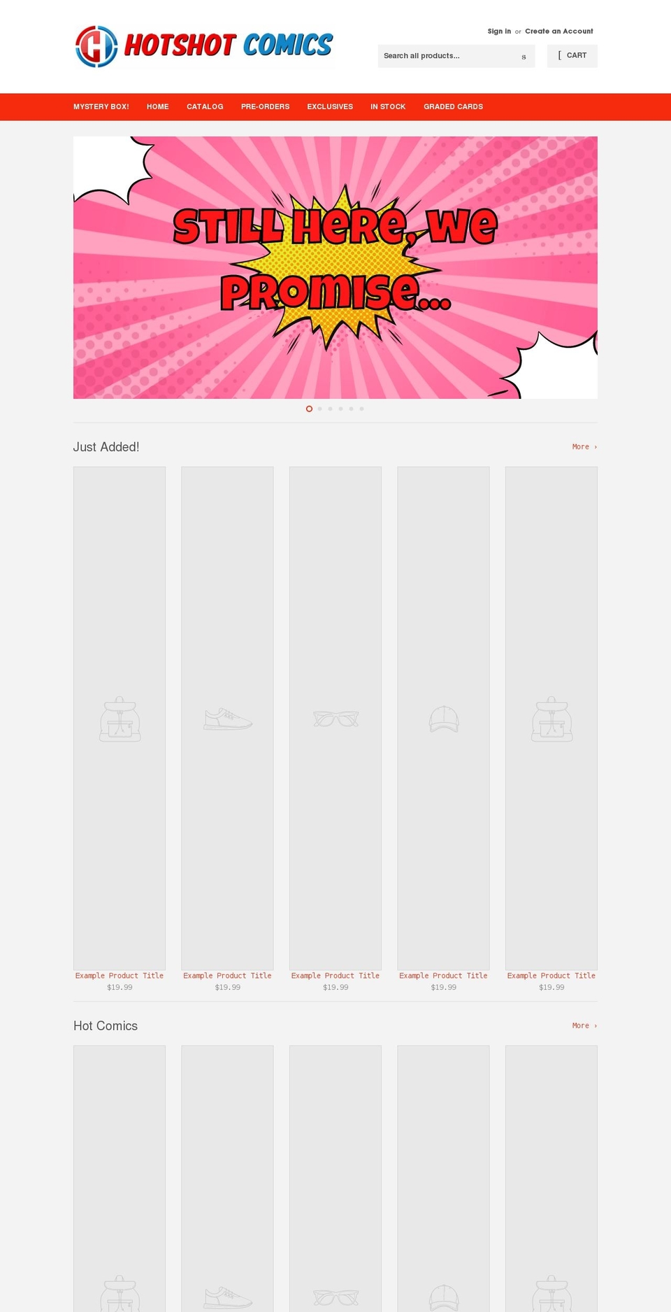 hotshotcomics.com shopify website screenshot