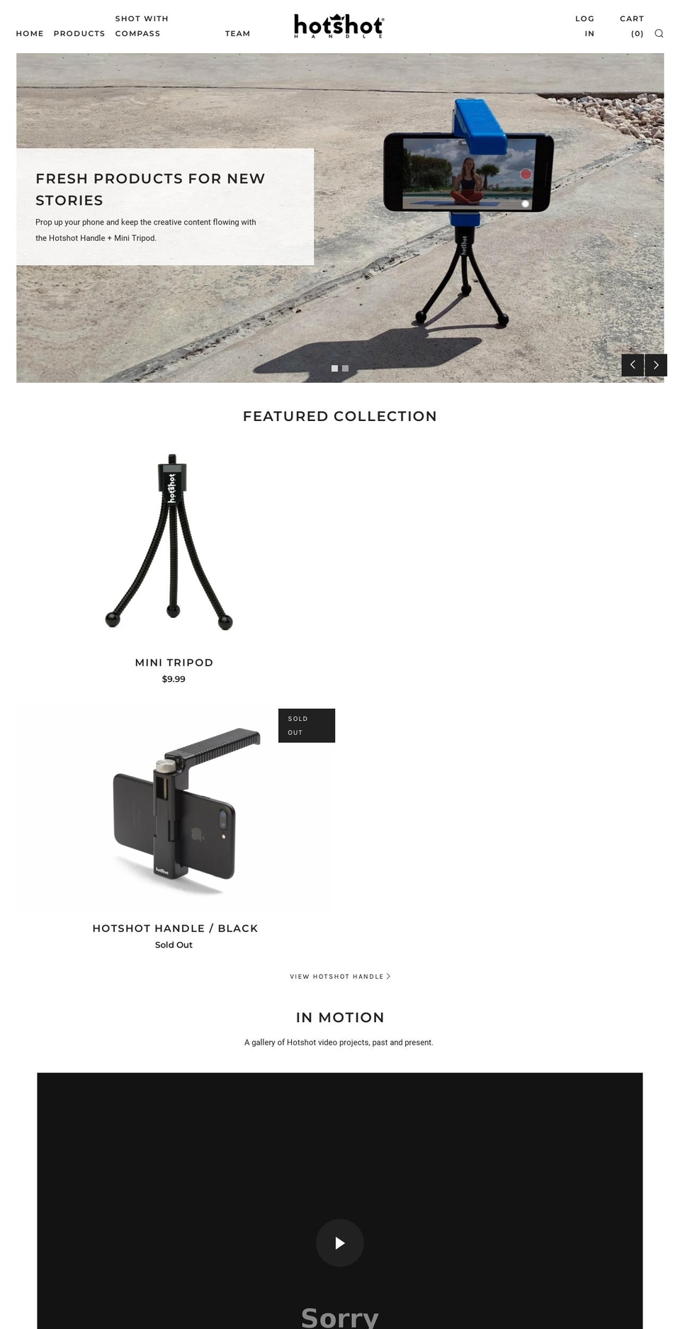 hotshothandle.com shopify website screenshot