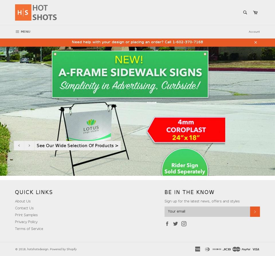 hotshotsdesign.com — Shopify storefront screenshot