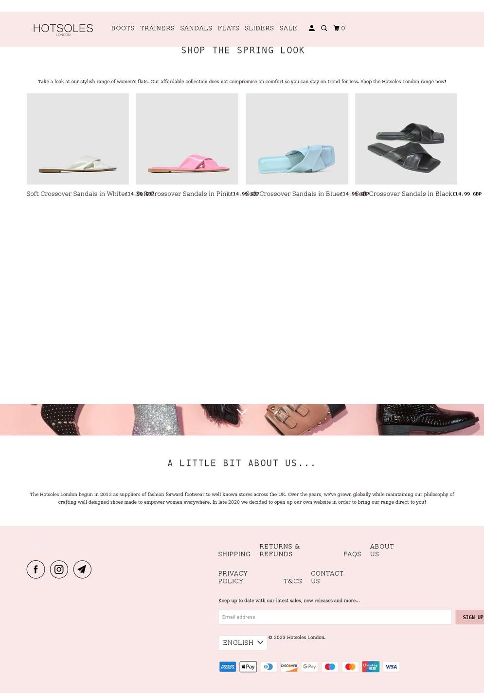 hotsoleslondon.com shopify website screenshot