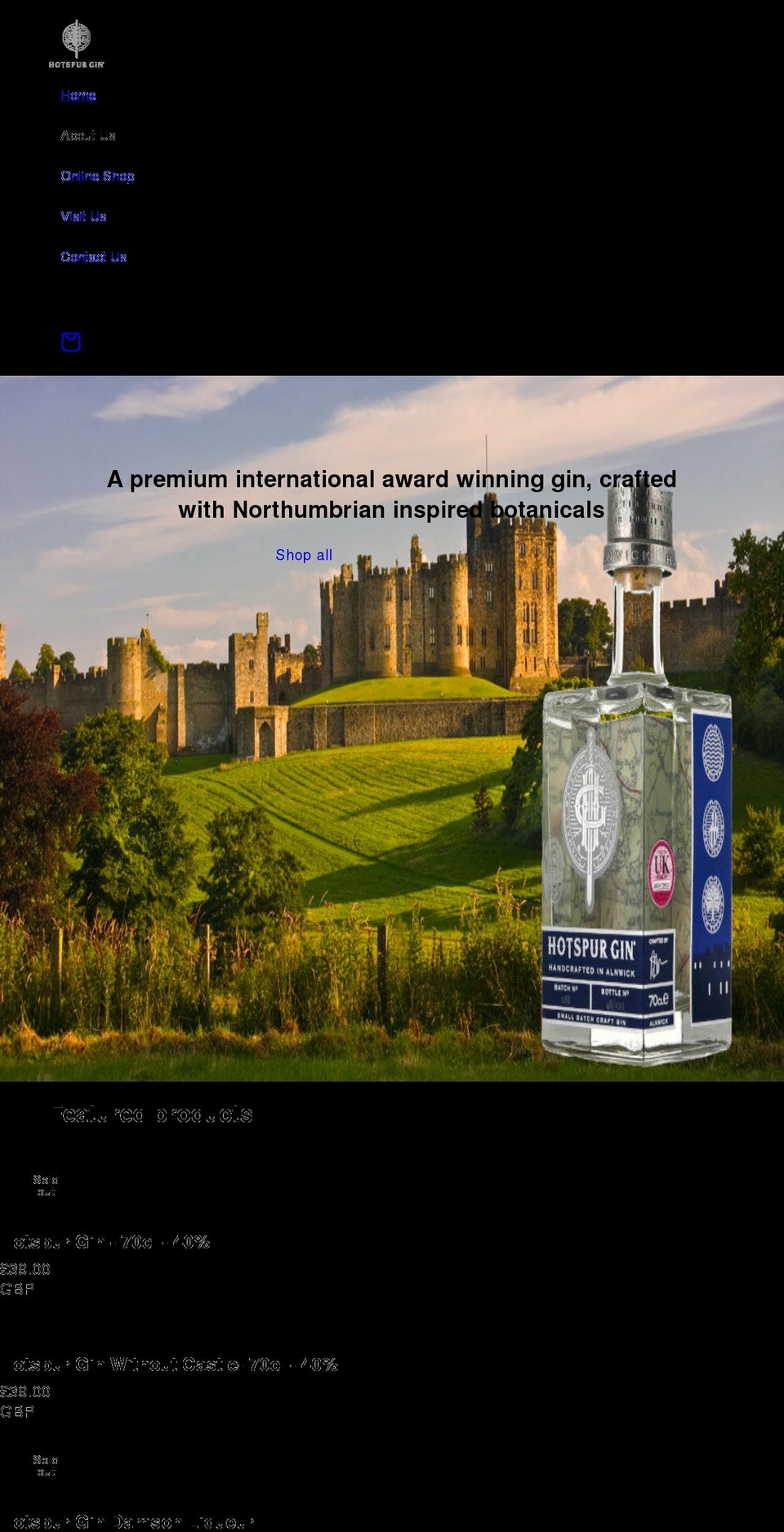 hotspurgin.com shopify website screenshot