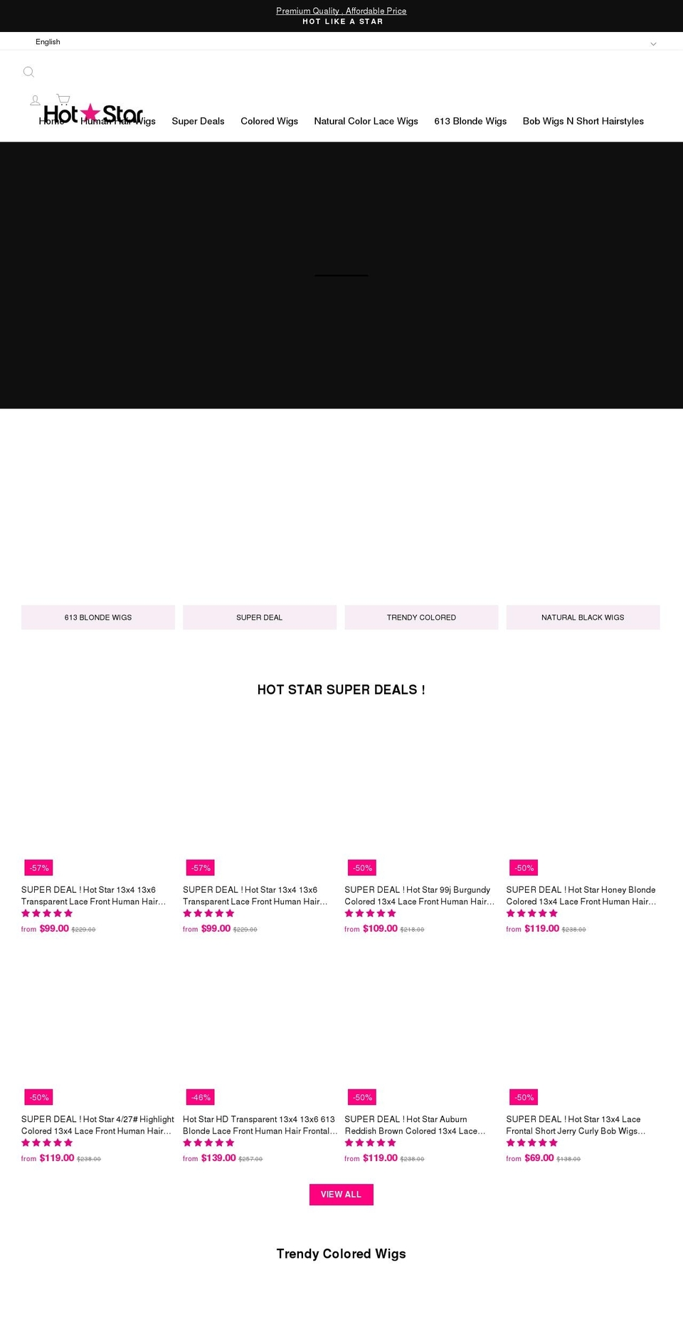 hotstarhair.com shopify website screenshot
