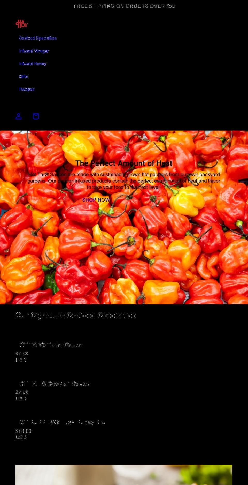 hottarsauces.com shopify website screenshot