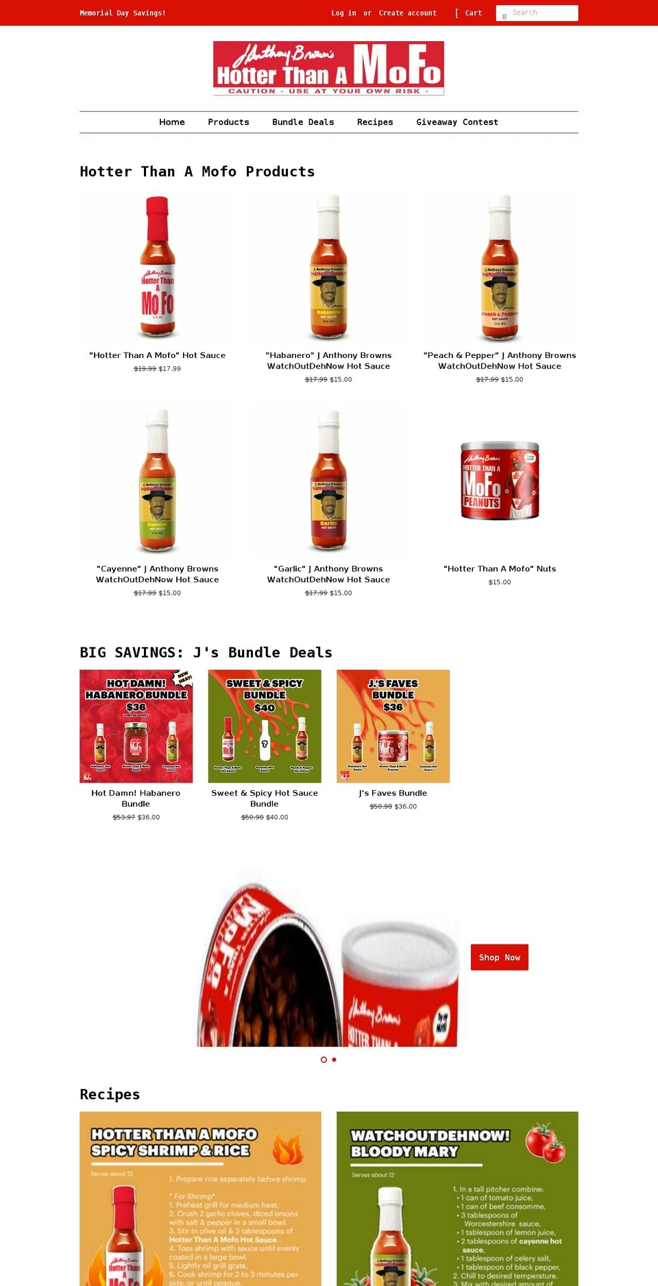 hotterthanamofo.com shopify website screenshot