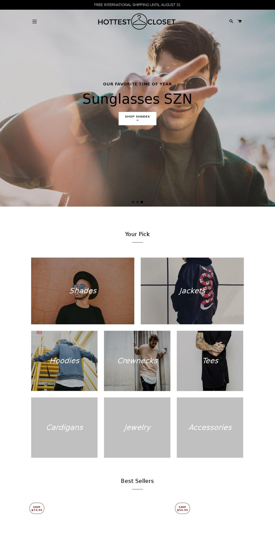 hottestcloset.com — Shopify storefront screenshot