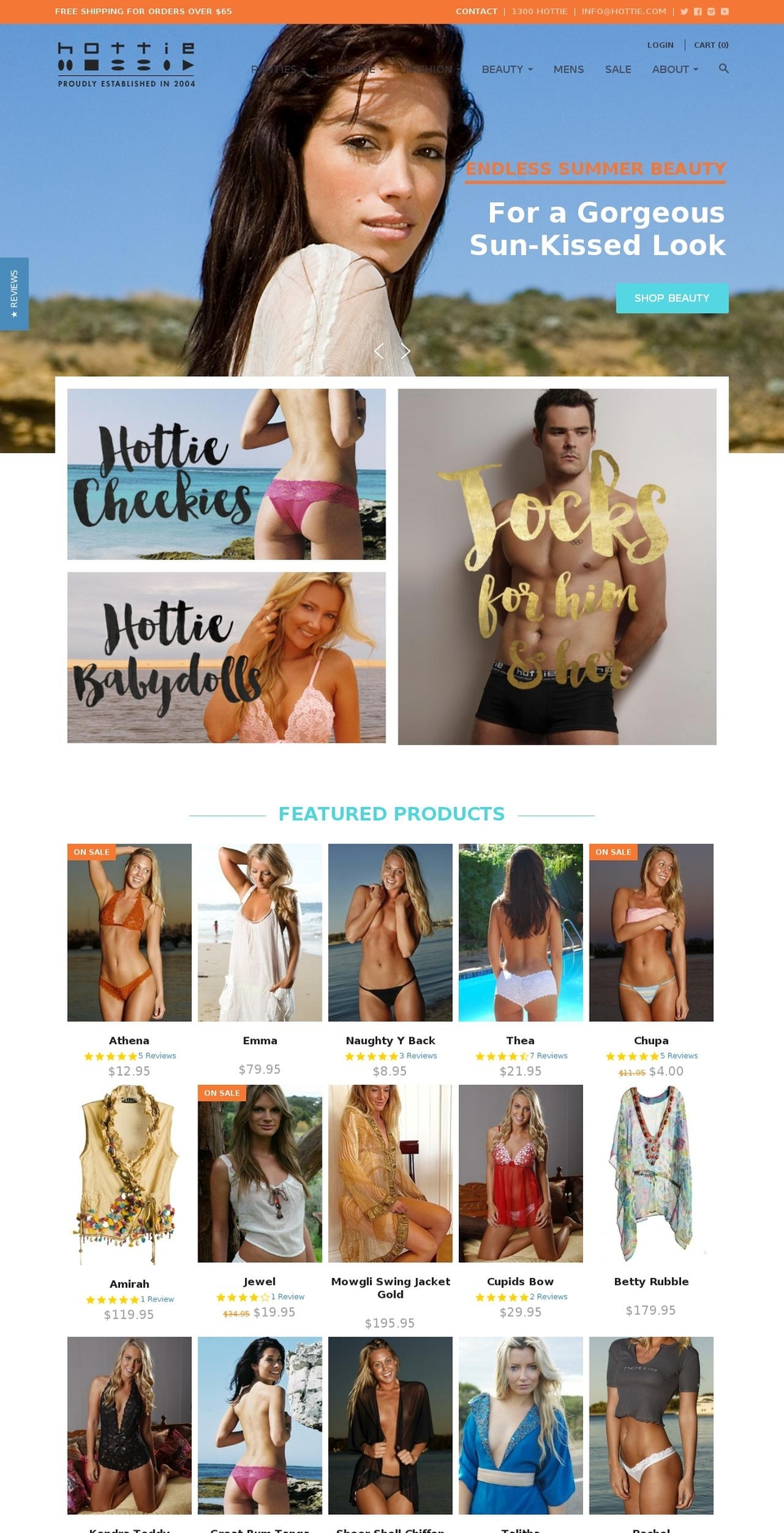 hottie.com.au shopify website screenshot