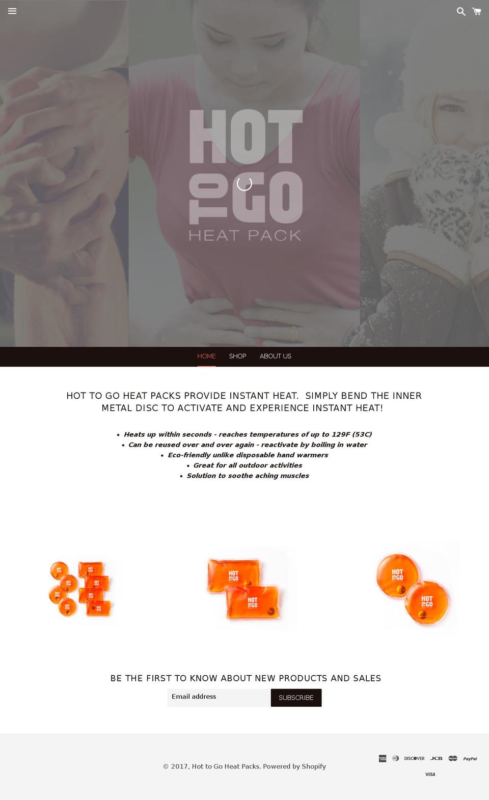 hottogoheatpacks.com shopify website screenshot