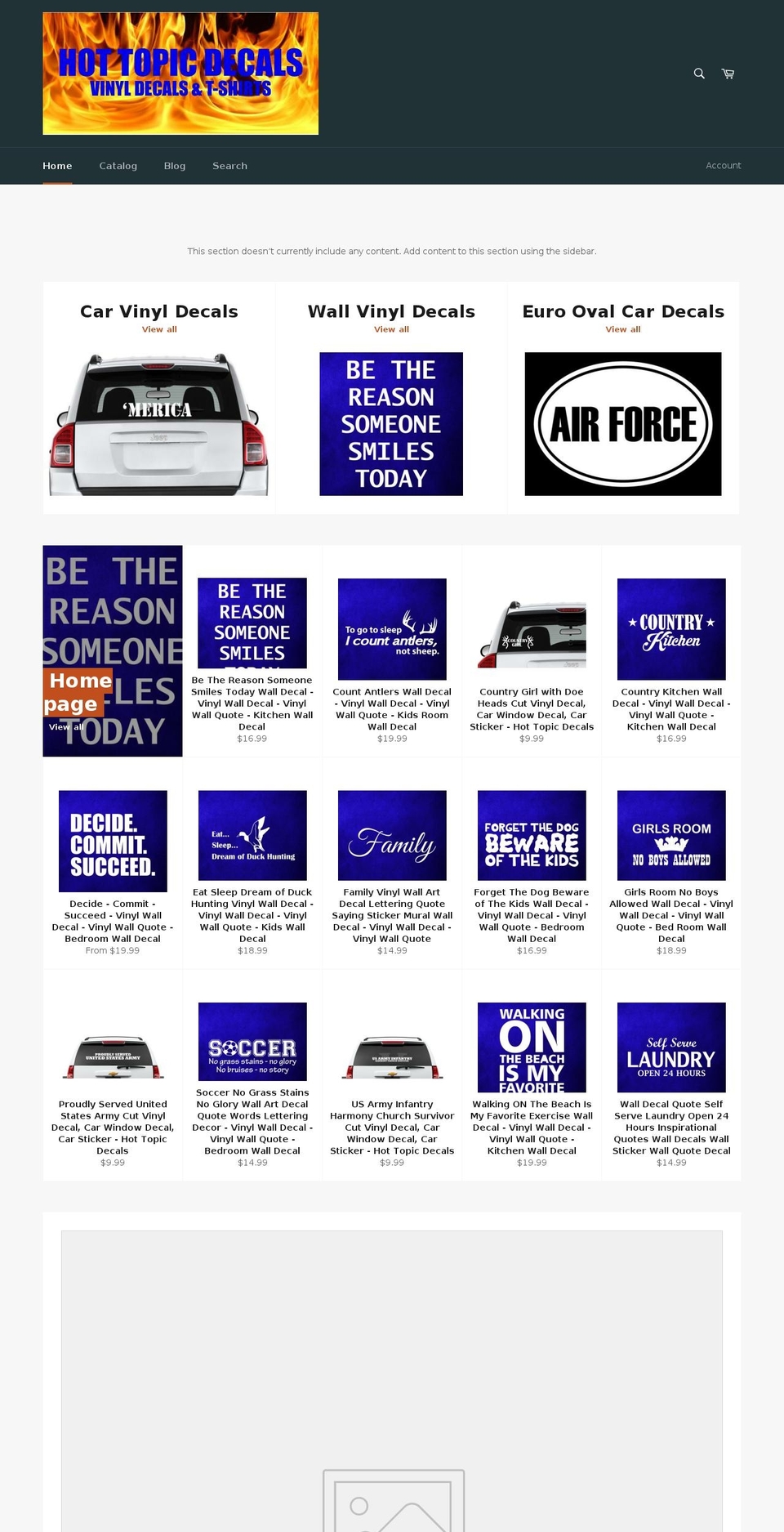 hottopicdecals.com shopify website screenshot