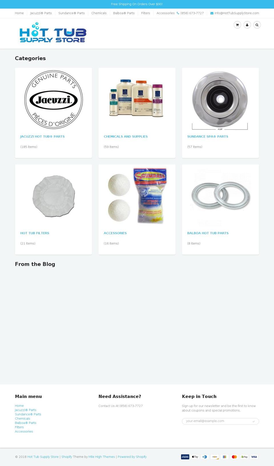 hottubs.parts shopify website screenshot