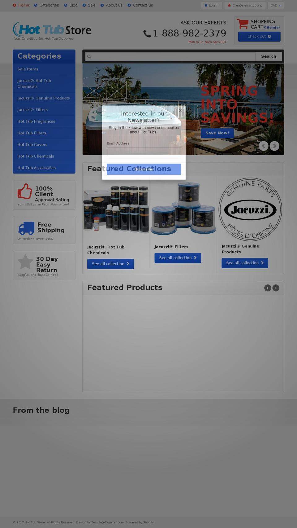 hottubstore.ca shopify website screenshot