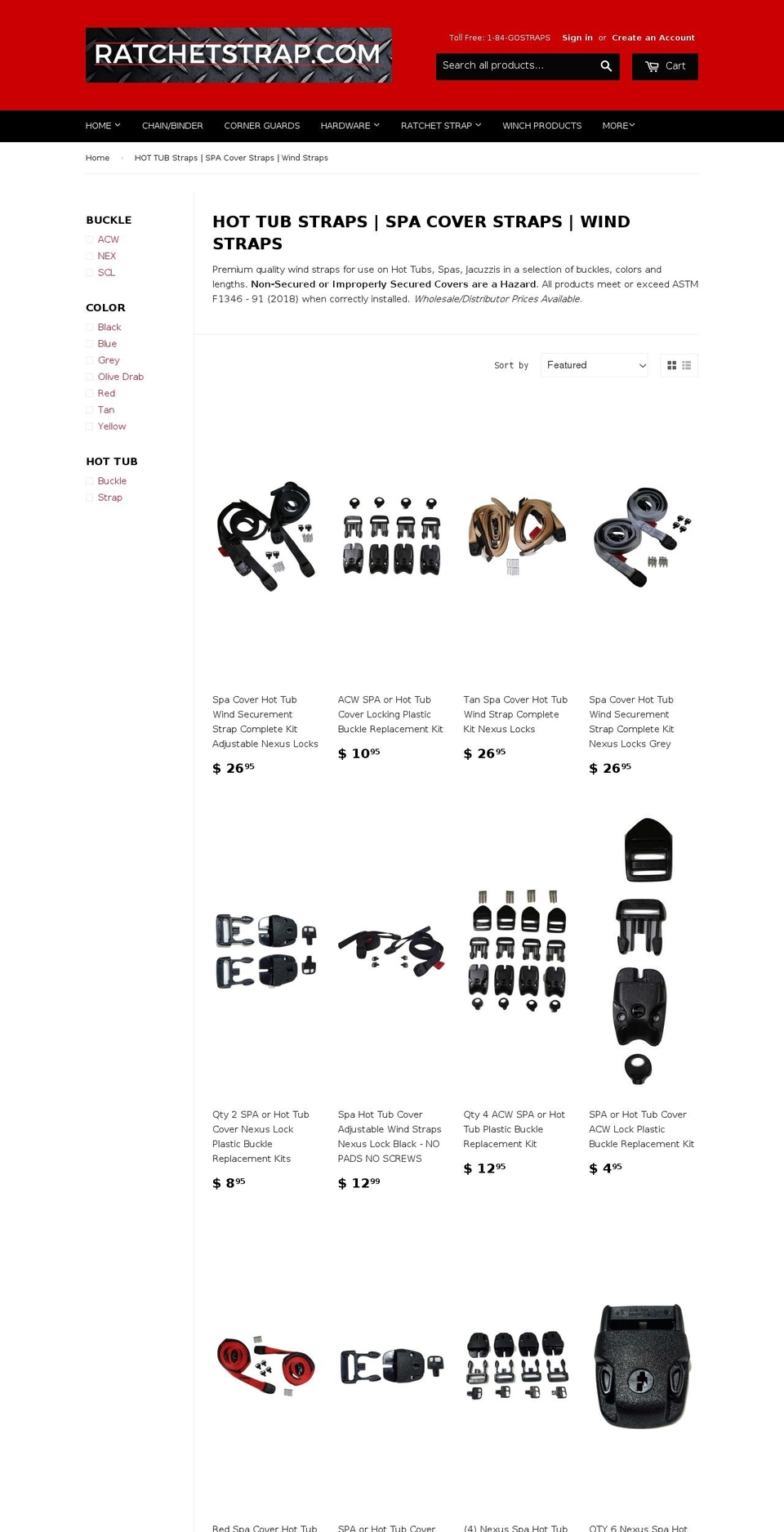 hottubstraps.com — Shopify storefront screenshot