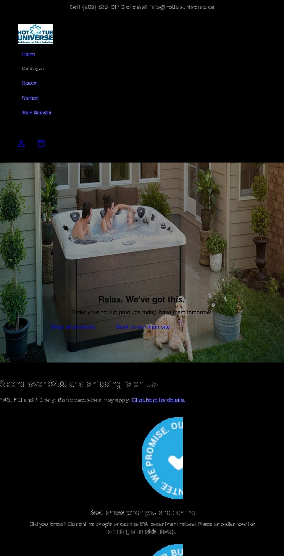 hottubuniverse.myshopify.com shopify website screenshot