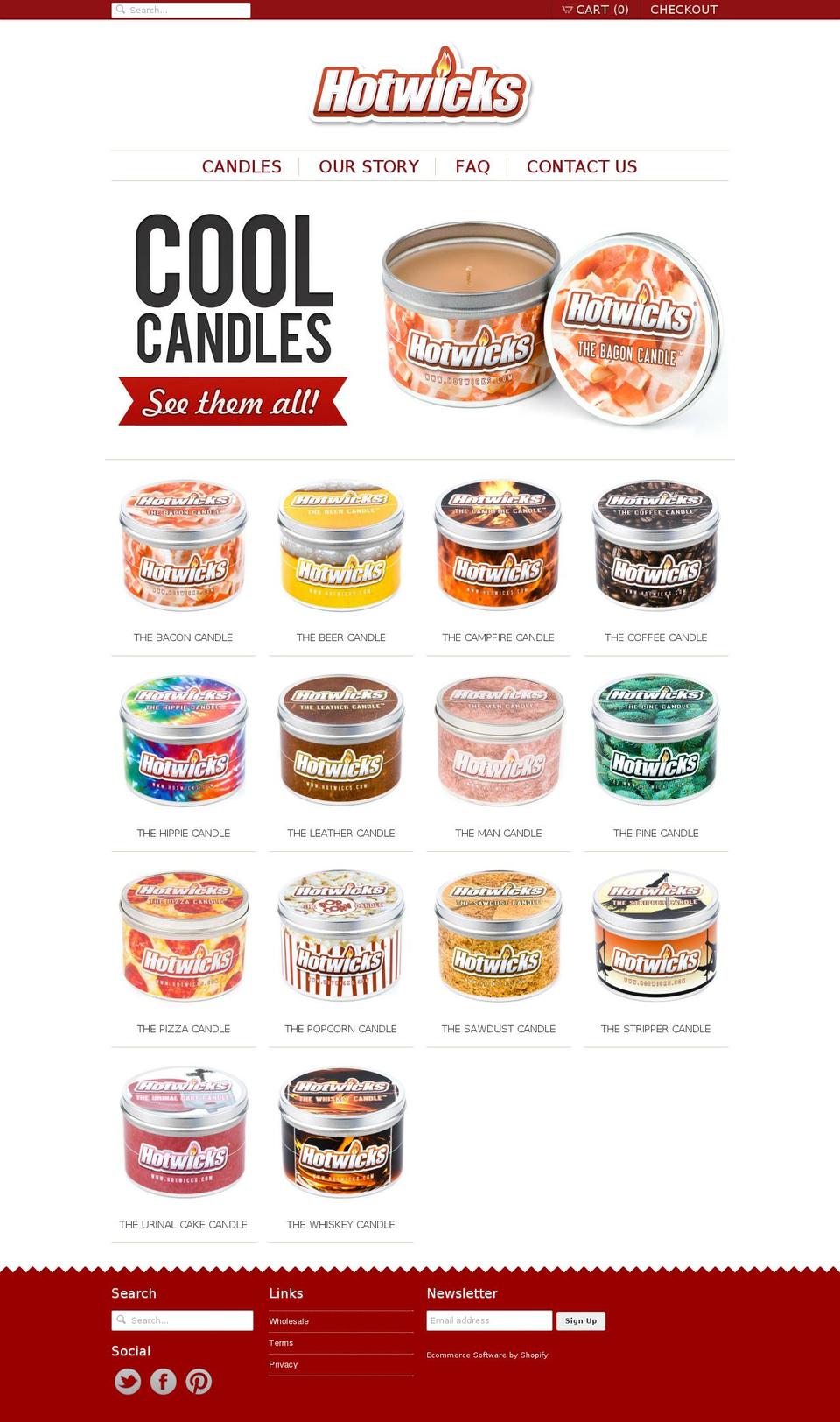 hotwickscandles.com shopify website screenshot