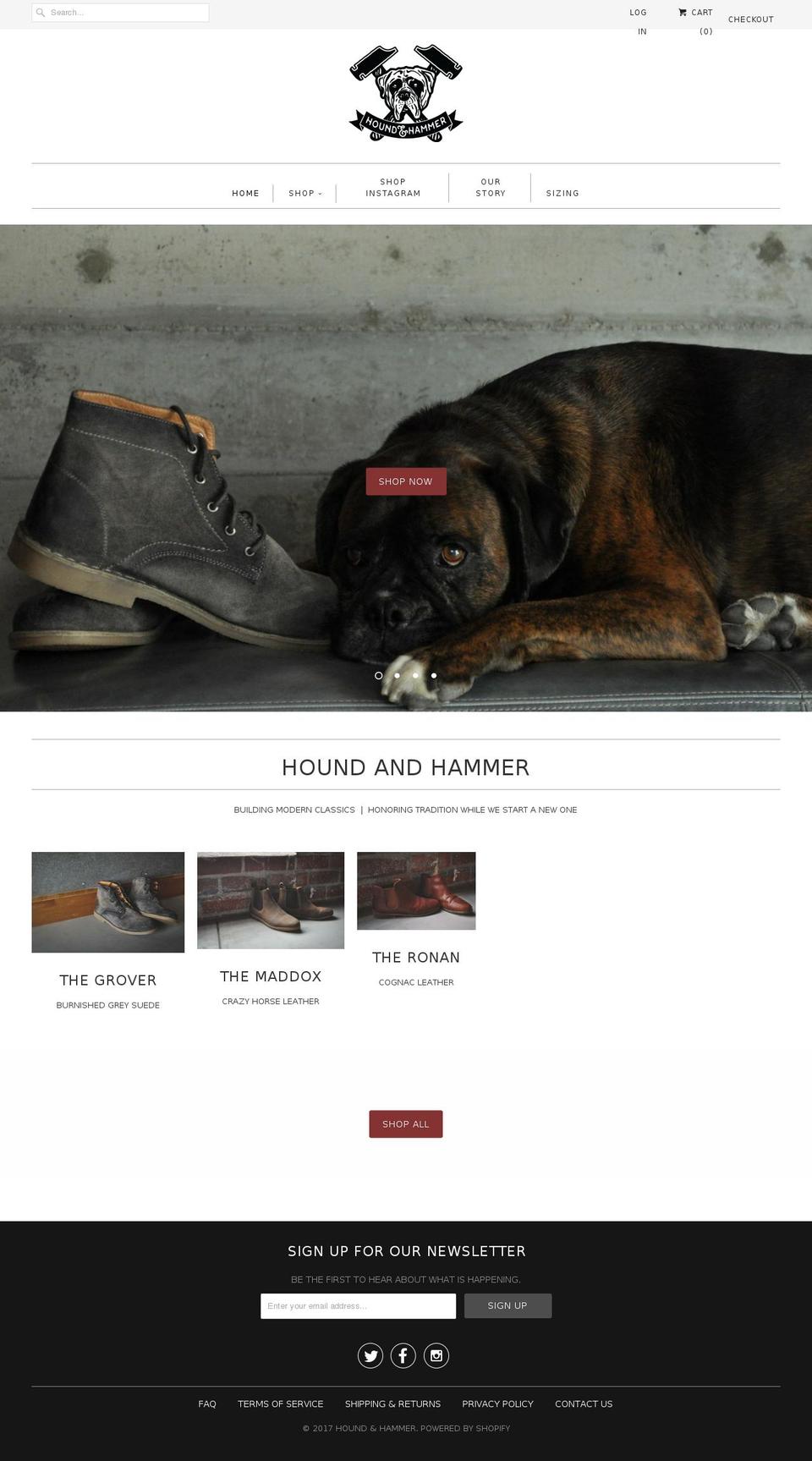 houndandhammer.com shopify website screenshot