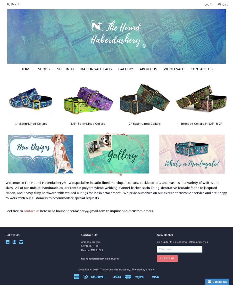 houndhaberdashery.net shopify website screenshot