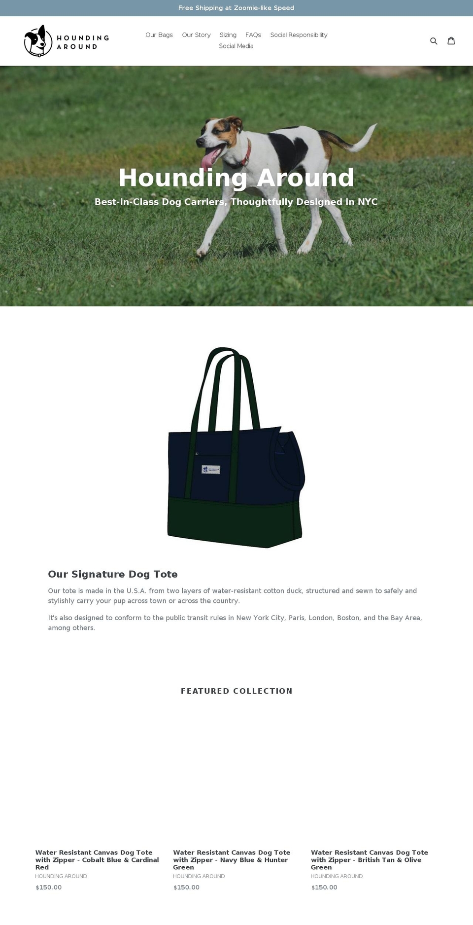 houndingaroundshop.com — Shopify storefront screenshot