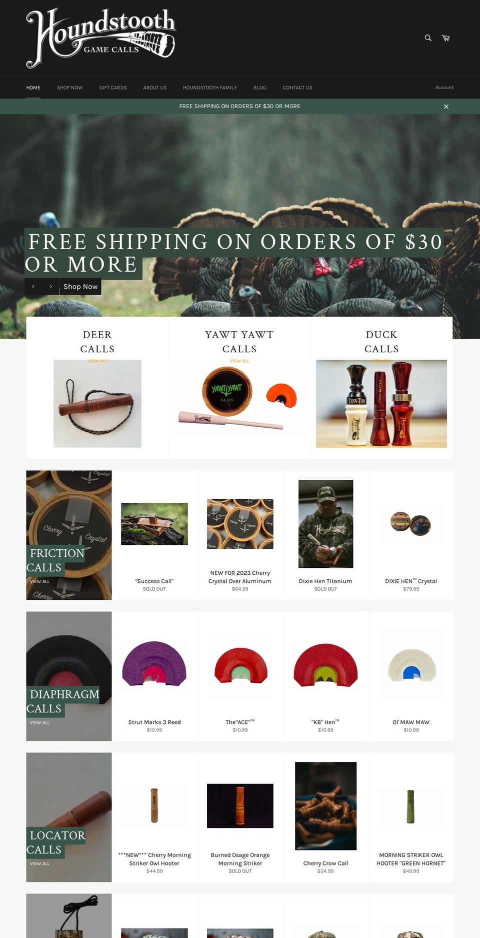 houndstooth-game-calls-2.myshopify.com shopify website screenshot