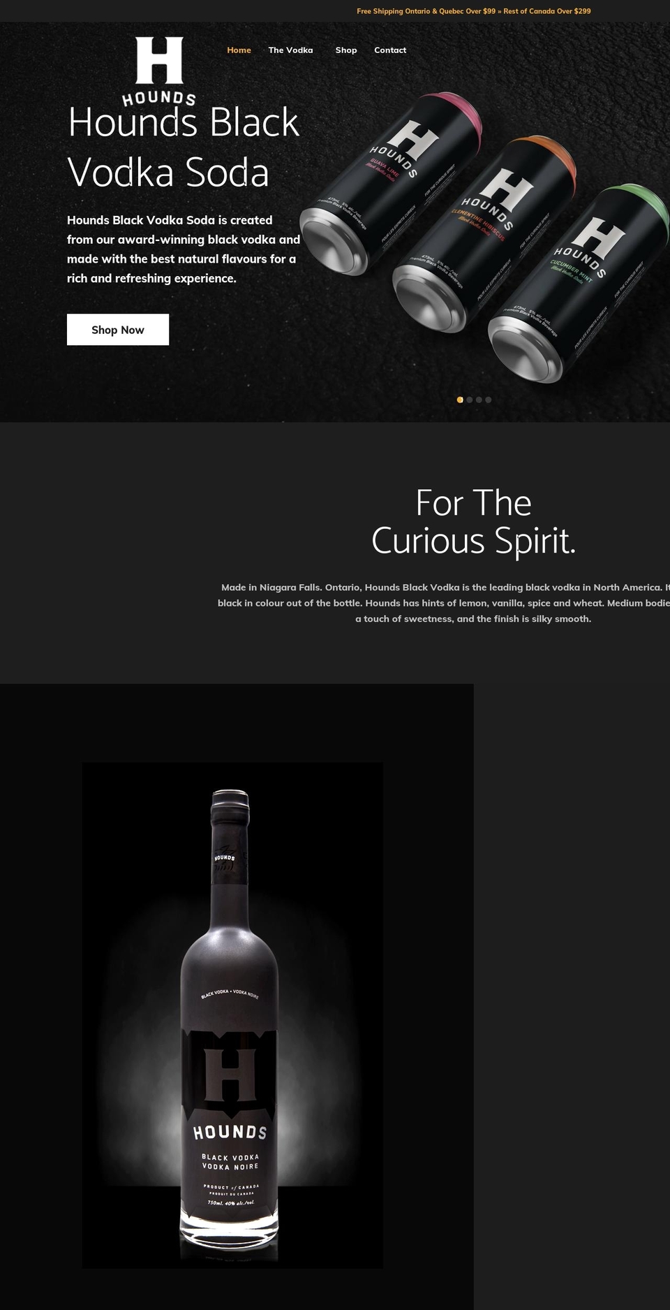 houndsvodka.com shopify website screenshot