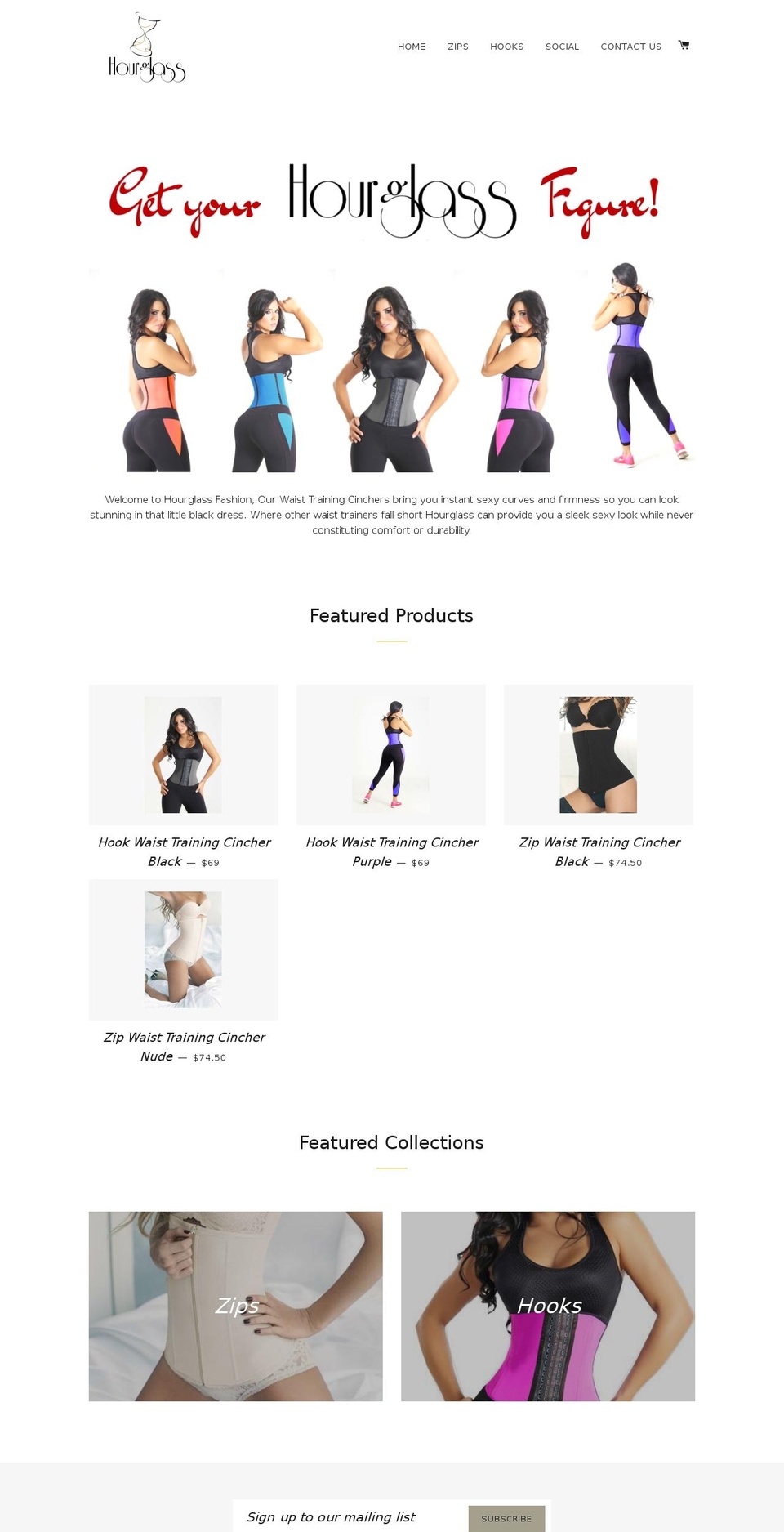 hourglassfashionbeauty.com shopify website screenshot