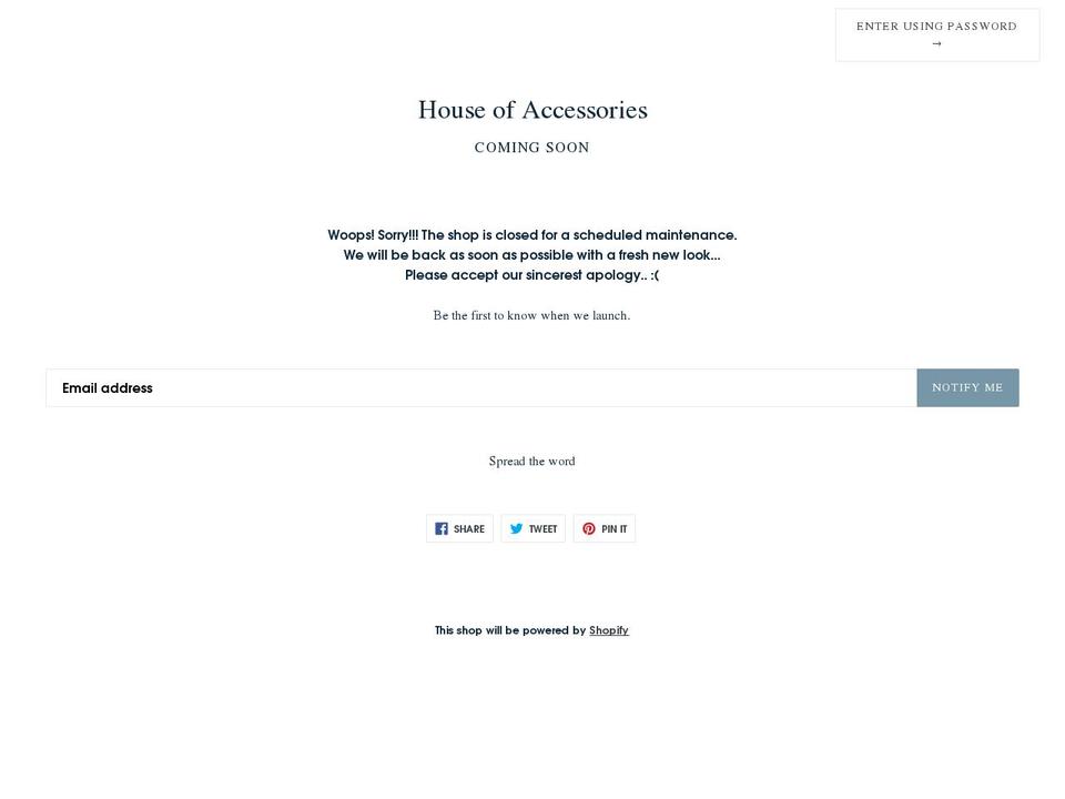 house-of-accessories.com shopify website screenshot