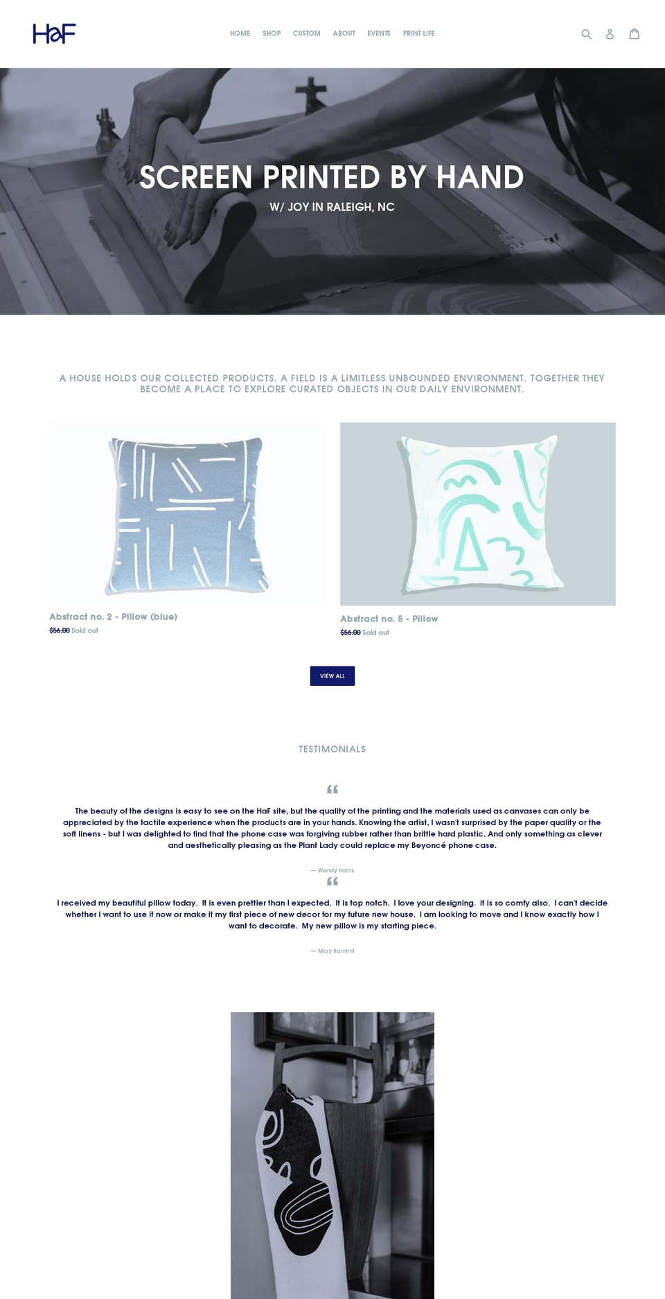 houseasfield.com — Shopify storefront screenshot