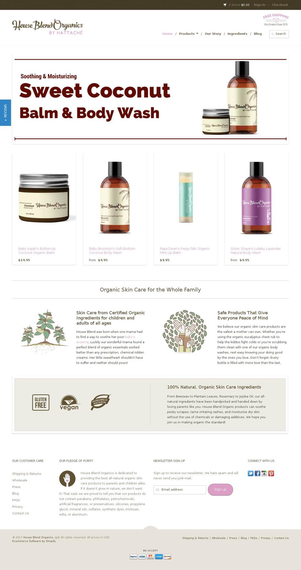 houseblendorganics.com shopify website screenshot