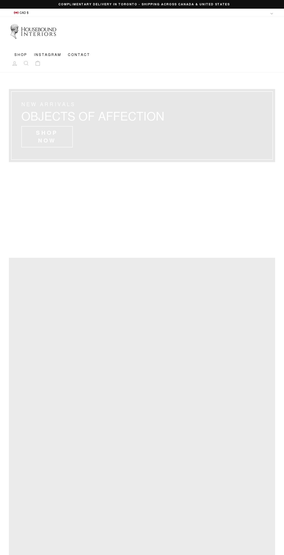 houseboundinteriors.com shopify website screenshot