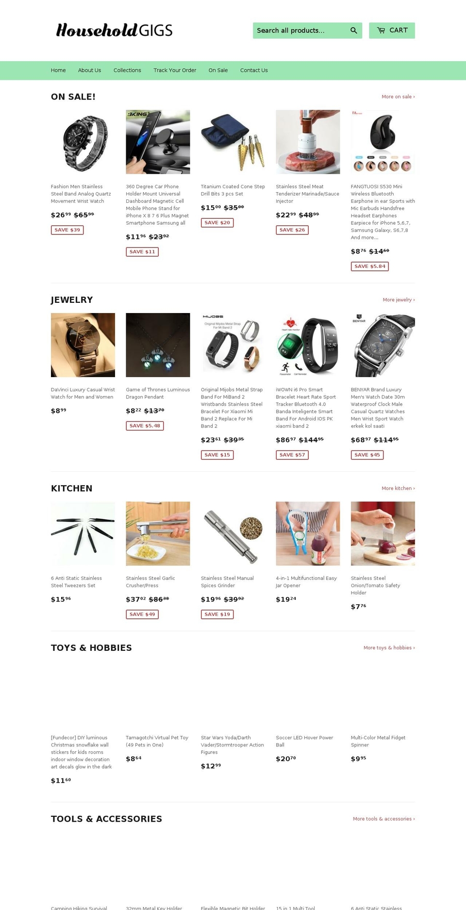 householdgigs.com — Shopify storefront screenshot