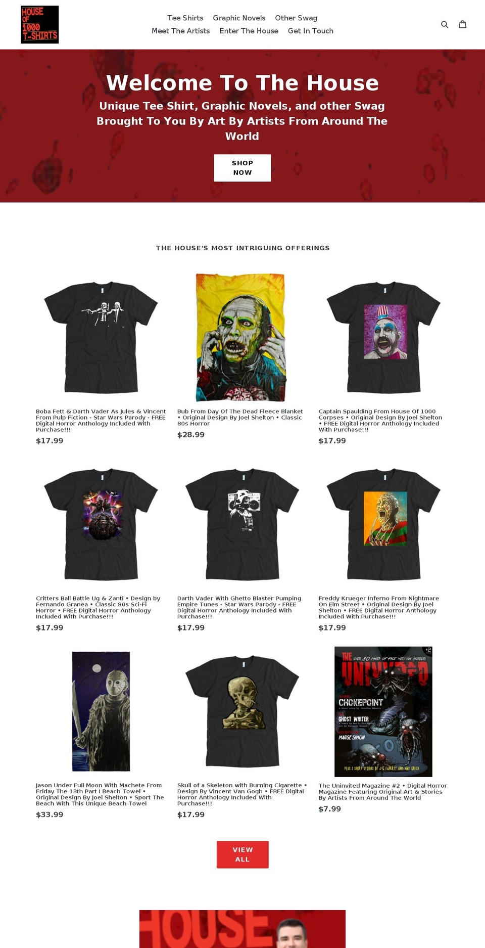 houseof1000tshirts.com — Shopify storefront screenshot