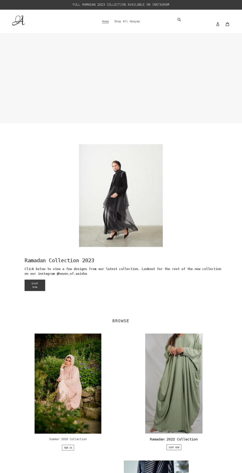houseofaaisha.com shopify website screenshot