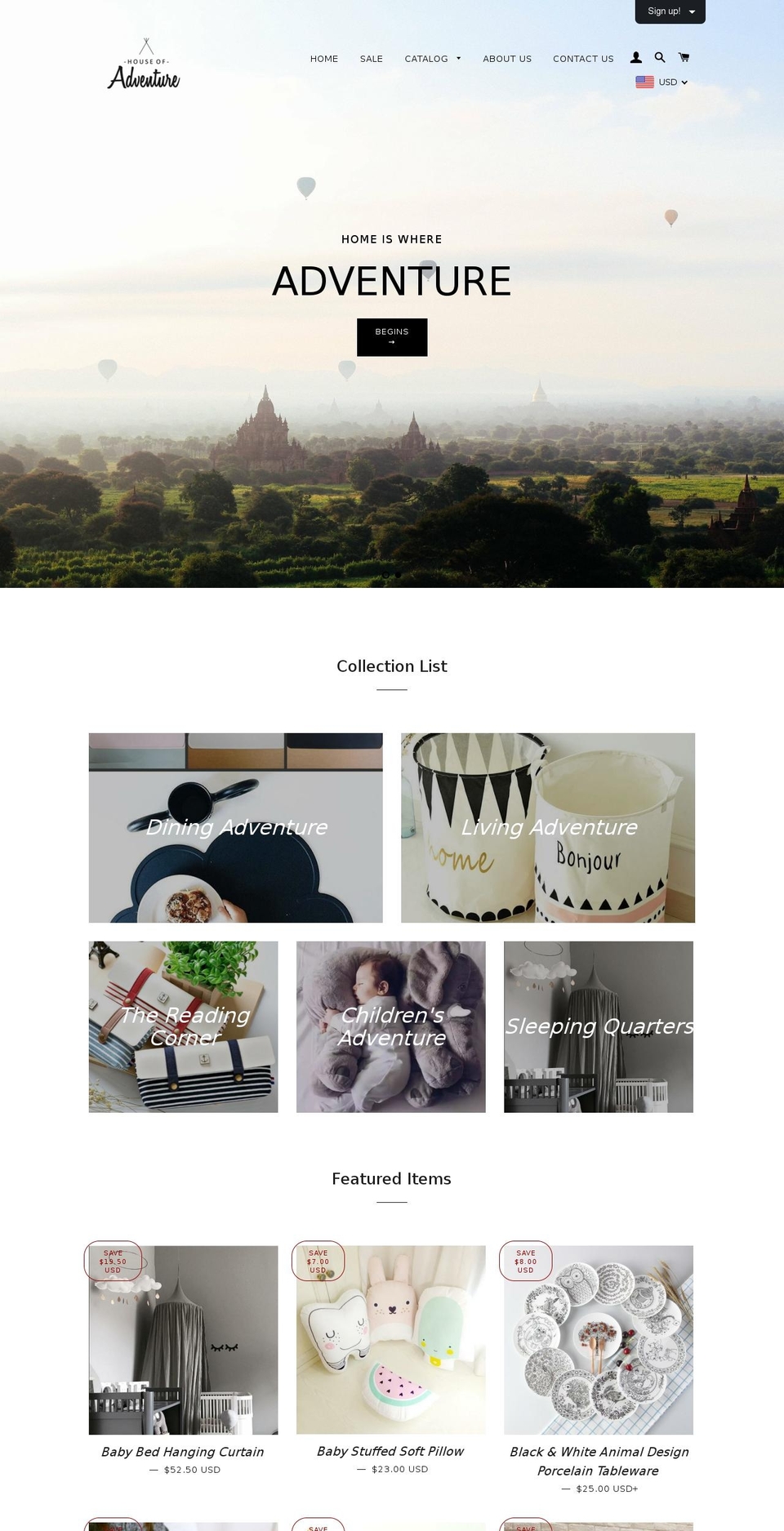 houseofadventure.com shopify website screenshot