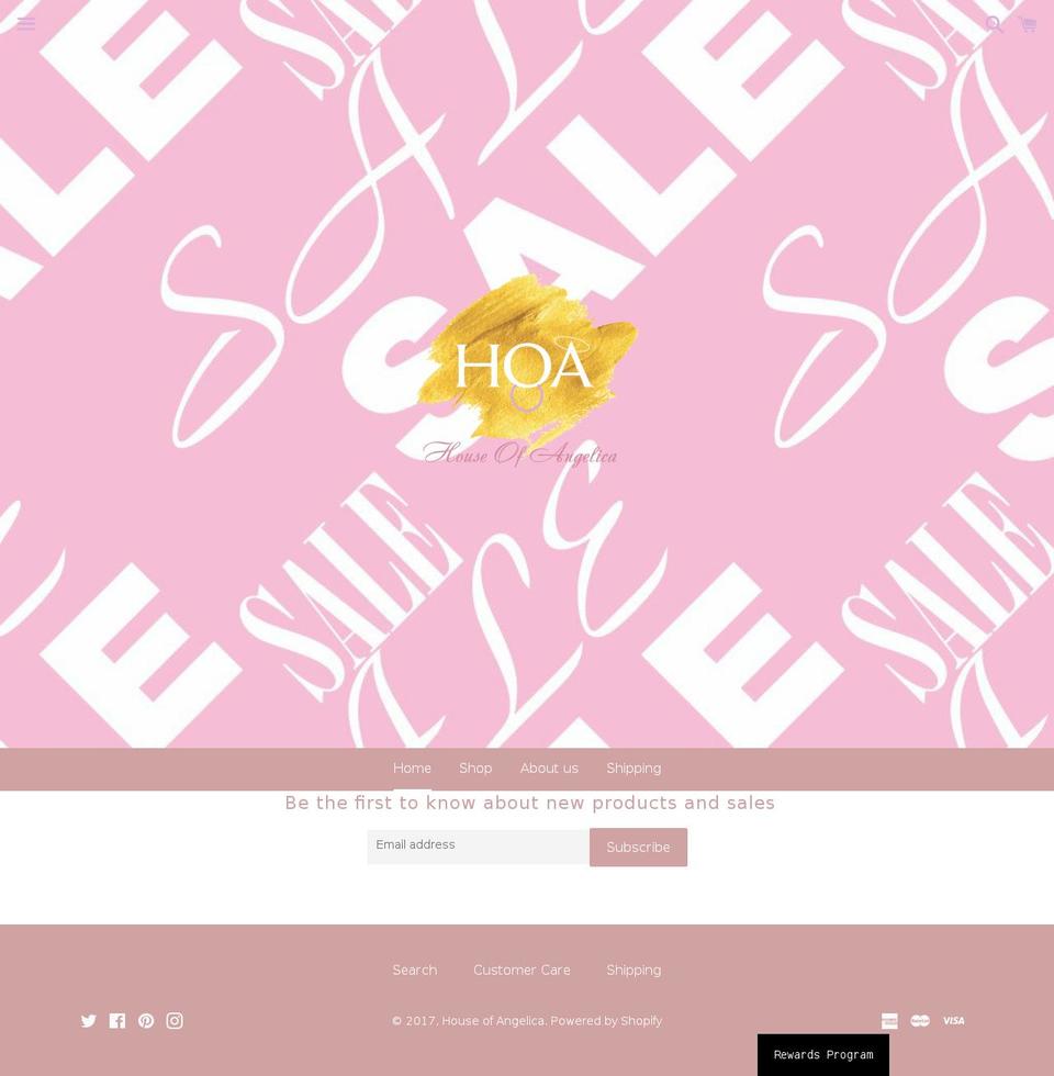 houseofangelica.com shopify website screenshot