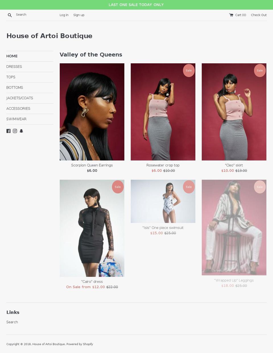 houseofartoi.com — Shopify storefront screenshot