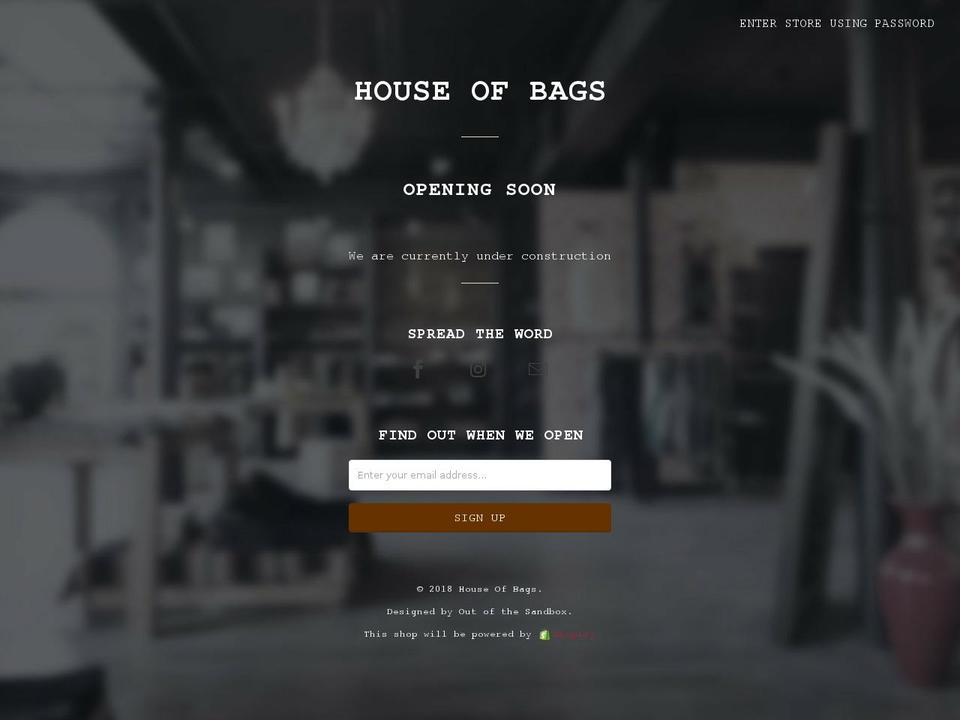 houseofbags.net shopify website screenshot