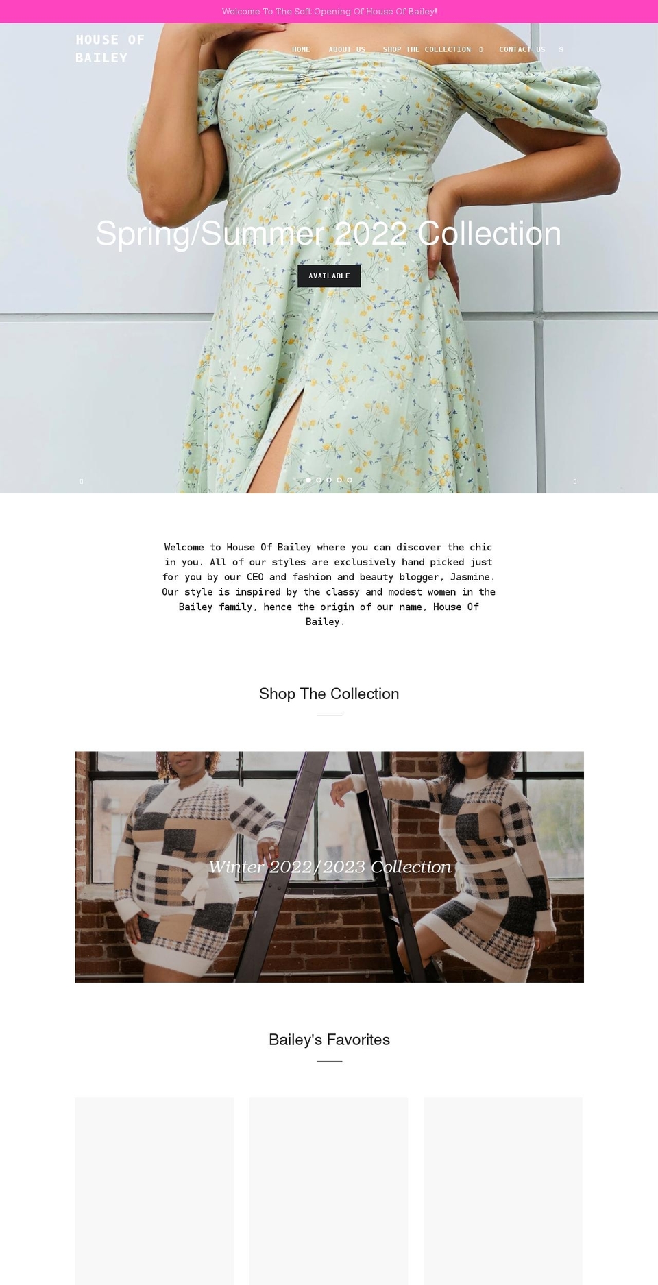 houseofbailey.shop shopify website screenshot