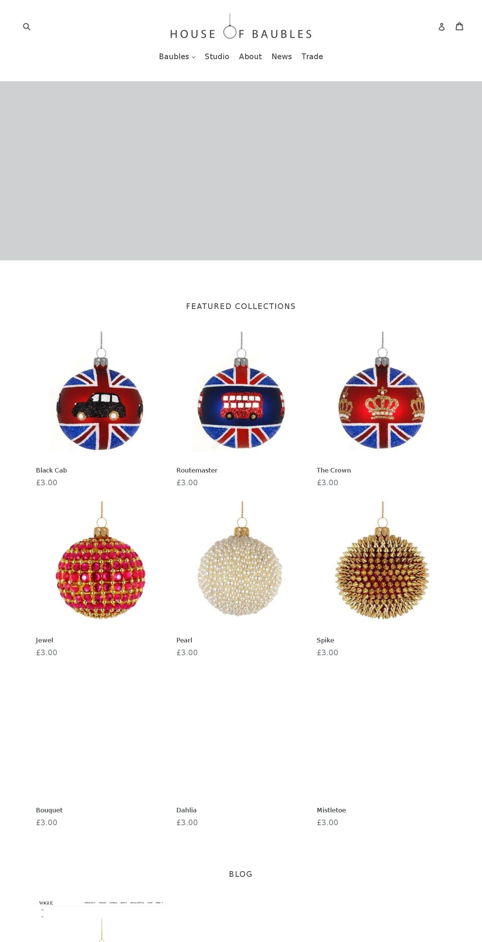 houseofbaubles.com — Shopify storefront screenshot