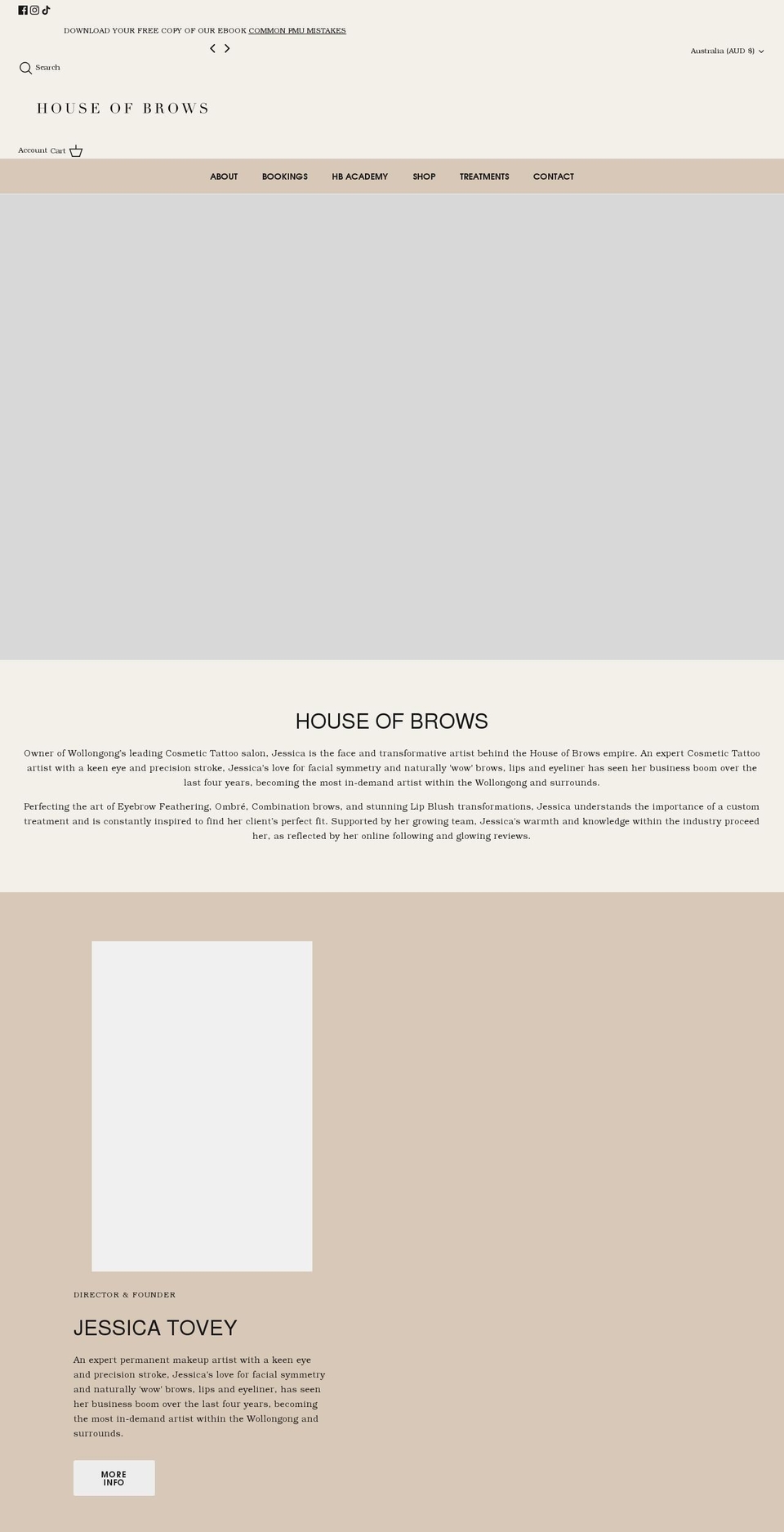 houseofbrows.com.au shopify website screenshot