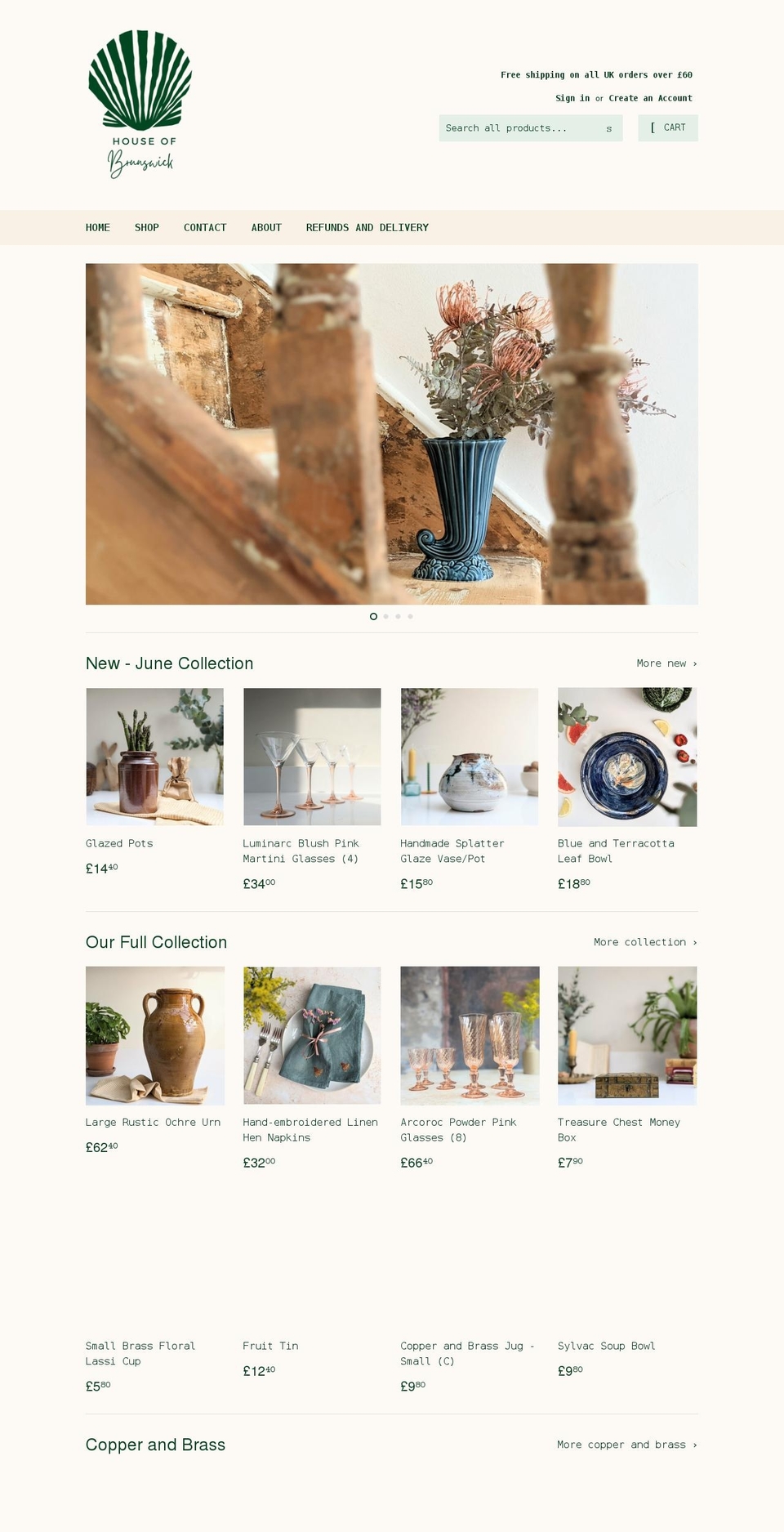 houseofbrunswick.co.uk shopify website screenshot