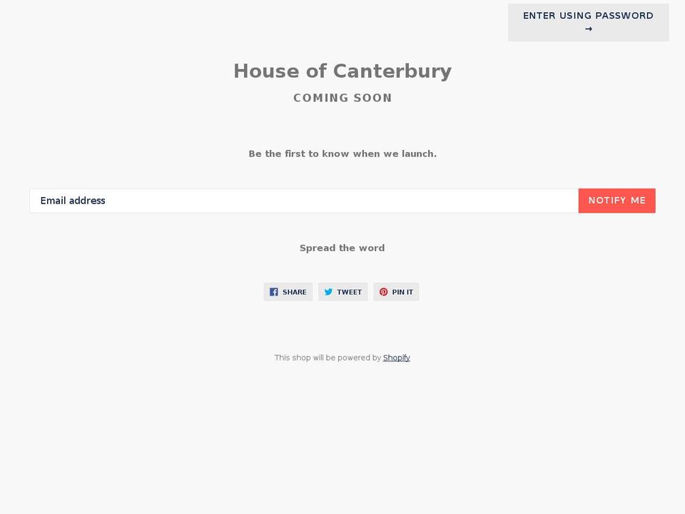 houseofcanterbury.com — Shopify storefront screenshot