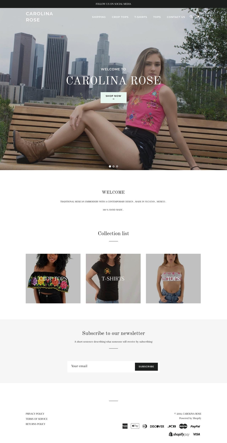 houseofcarolinarose.com — Shopify storefront screenshot