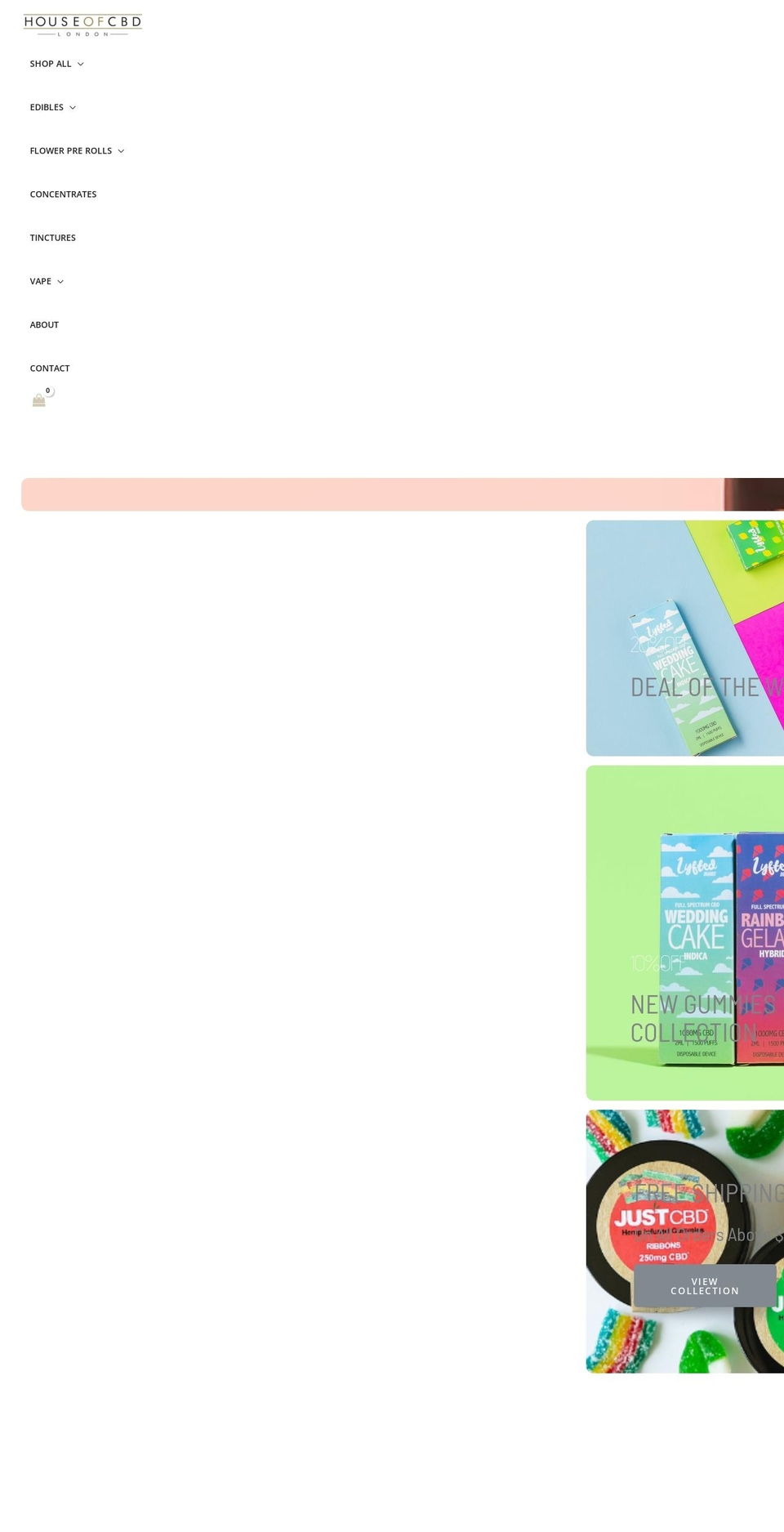 houseofcbdlondon.com — Shopify storefront screenshot