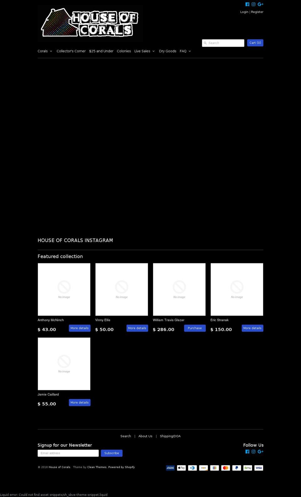 houseofcorals.com shopify website screenshot