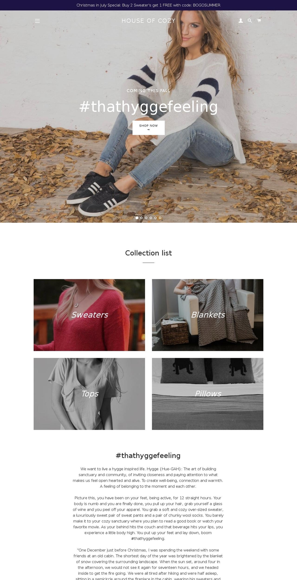 houseofcozy.com — Shopify storefront screenshot