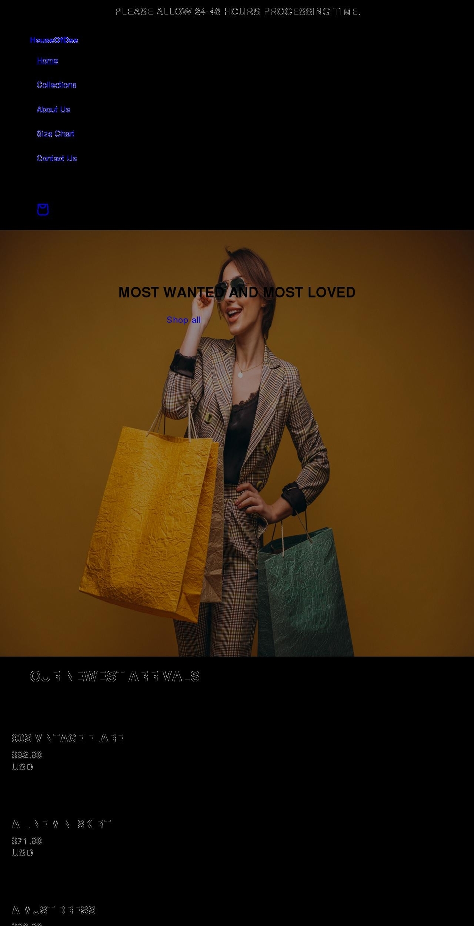 houseofdee.net shopify website screenshot