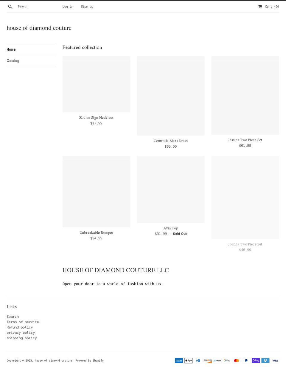 houseofdiamondcouture.com shopify website screenshot