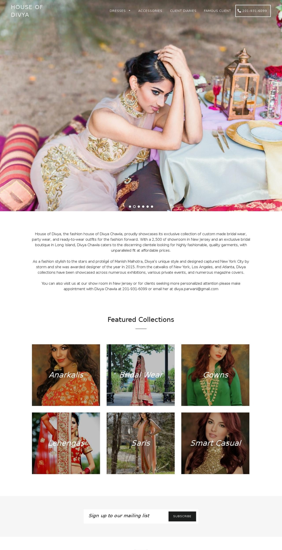houseofdivyachawla.com — Shopify storefront screenshot