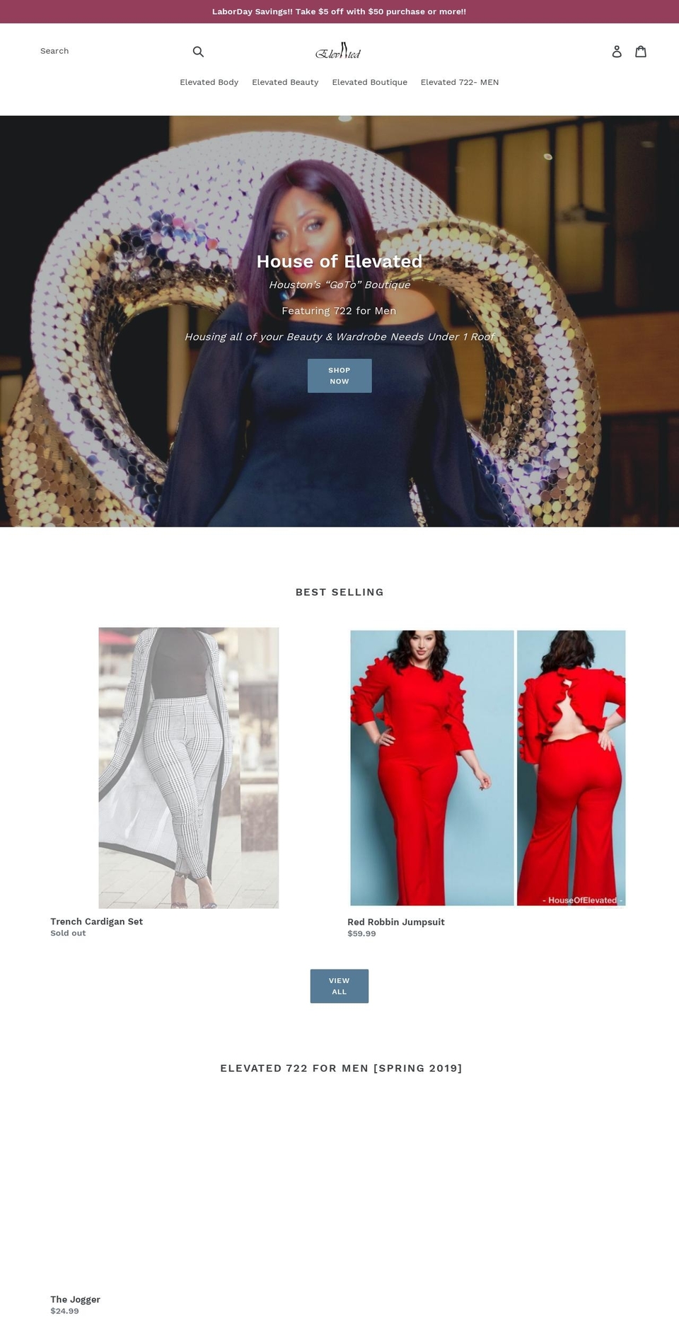 houseofelevated.com — Shopify storefront screenshot